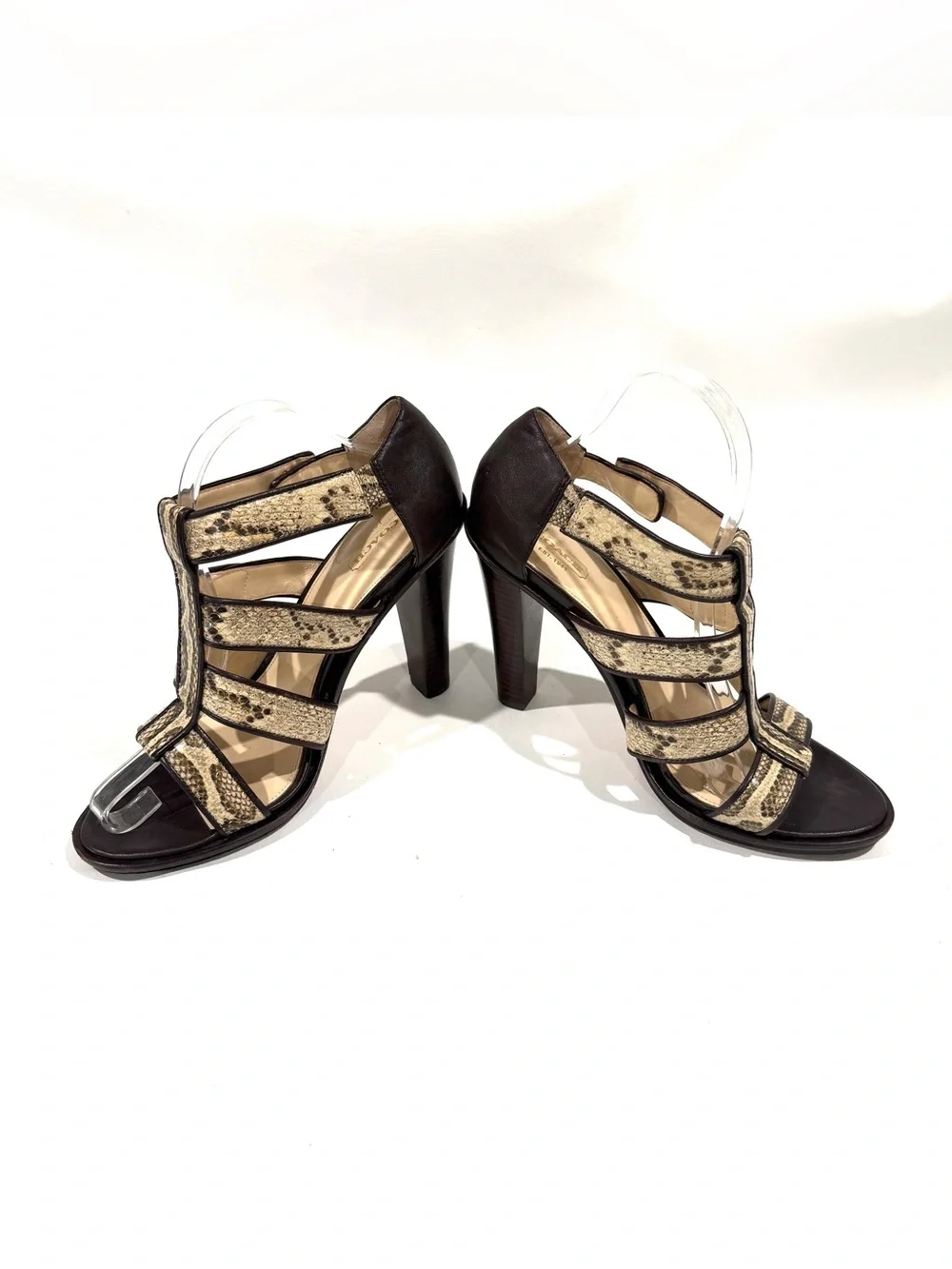 COACH Tamarah Snake-Print Strappy Gladiator Caged High Heel Sandals